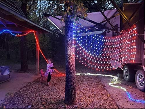 American Flag String Lights, Waterproof Led Flag Net Light, with 420 Super Br...