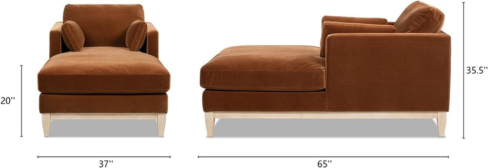 Jennifer Taylor Home Knox 65" Modern Farmhouse Chaise Lounge Chair, Burn...