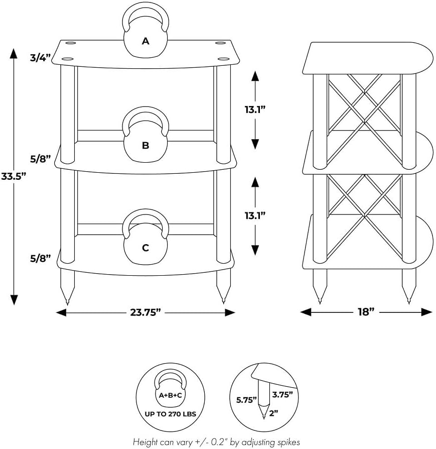 Pangea Audio Vulcan TT LP Record Player Turntable Stand Rack with Vinyl Stora...
