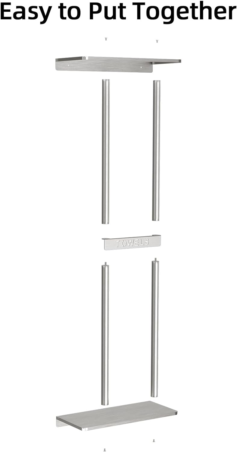 STWWO Bathroom Towel Storage for Bathroom, Wall Towel Rack for Rolled Towels,...