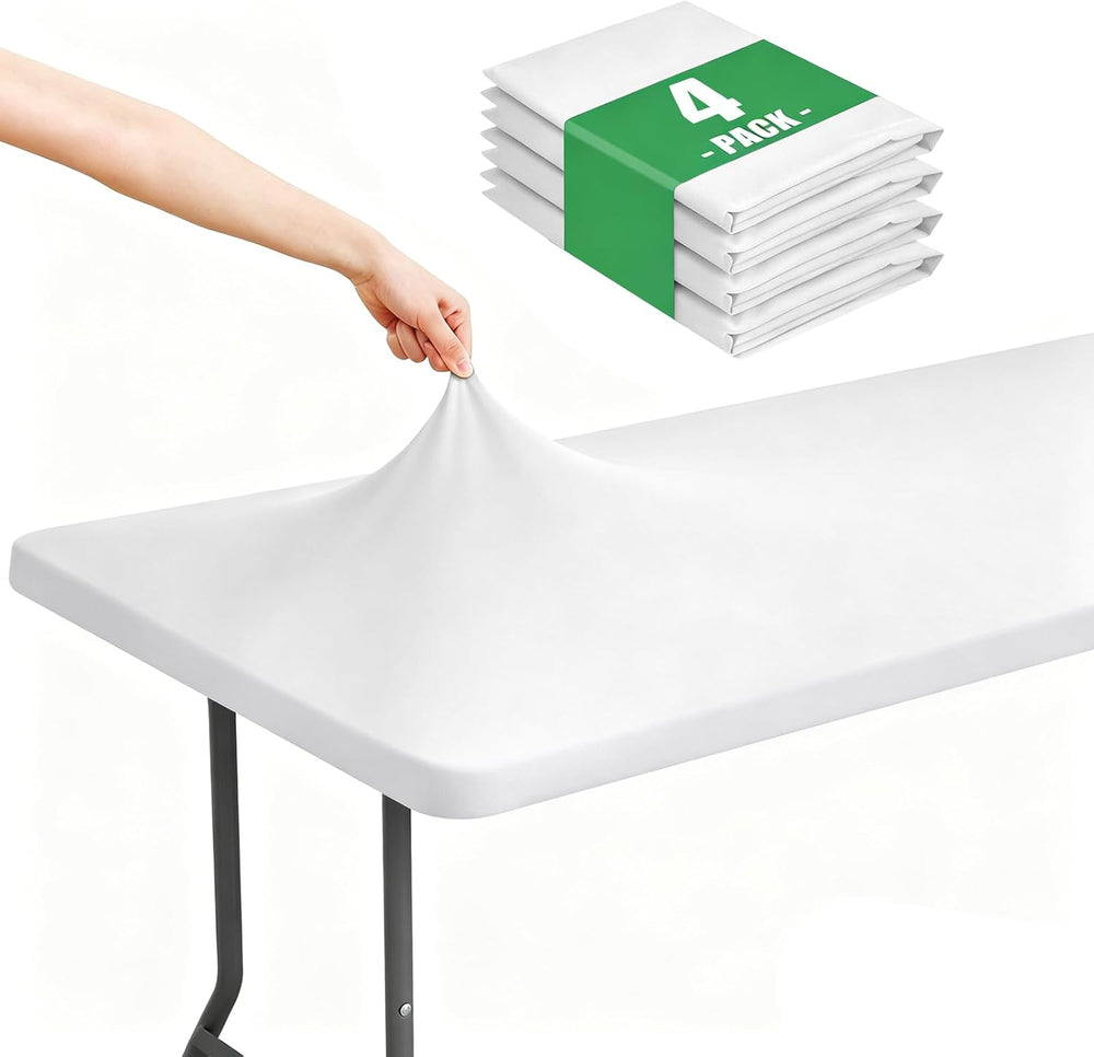 Moosfor 4 Pack Rectangle Spandex Fitted Table Cloth, 6FT Elastic Tablecloth