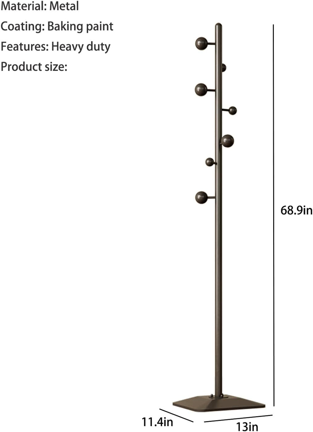 coat rack freestanding,coat rack stand with 7 Hooks and Metal Base for Bags, ...