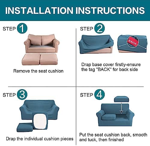 Turquoize 3 Piece Sofa Covers For 2 Cushion Couch Sofa Slipcover Soft Couch C...