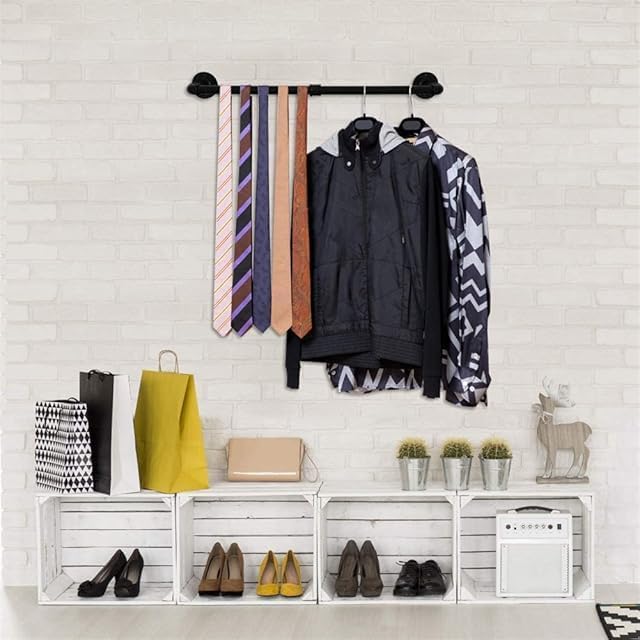 ERYTLLY 38”Industrial Pipe Clothes Rack,2 Pack Wall Mounted Clothing Rack