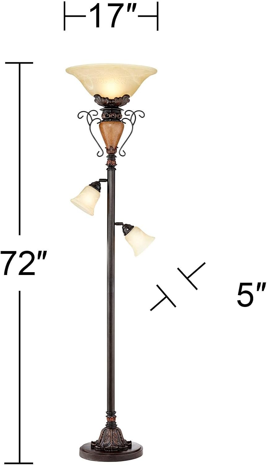 Ludo 72" Tall Bronze Crackle Tree Torchiere Floor Lamp Living Room