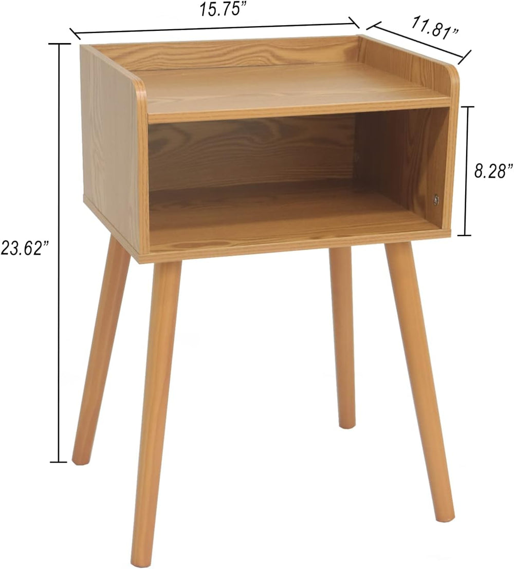 MaxSmeo Nightstand, Mid Century Brown Side Table Bedroom with Storage