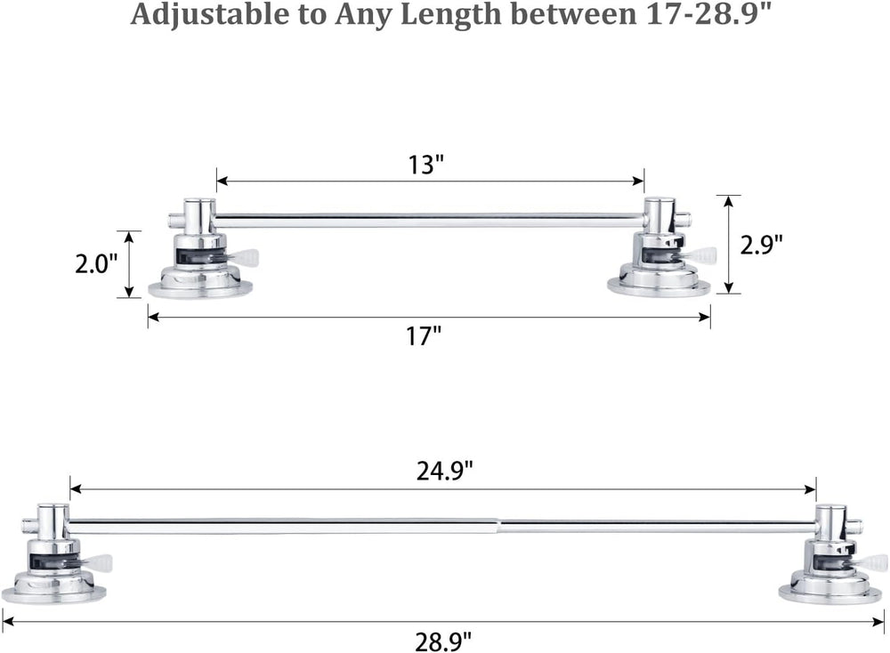 Sneatup Suction Cup Extendable 17-29" Stainless Steel Towel Bar (Chrome ...