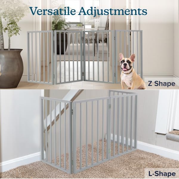 Pet Gate - 4-Panel Indoor Foldable Dog Fence for Stairs, Hallways, or Doorway...