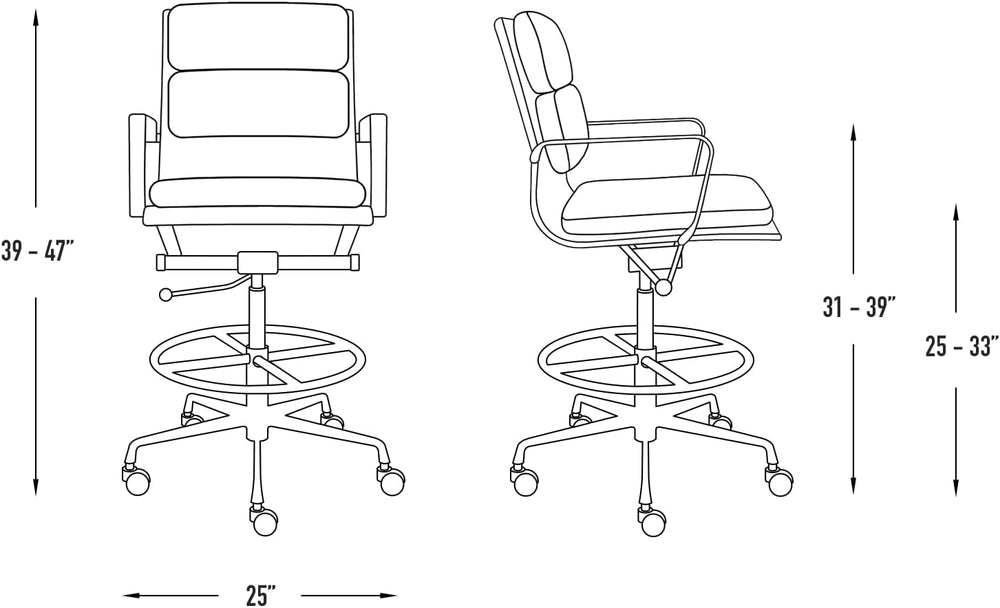 Laura Davidson Furniture SOHO II Padded Drafting Chair for Standing Desks, St...