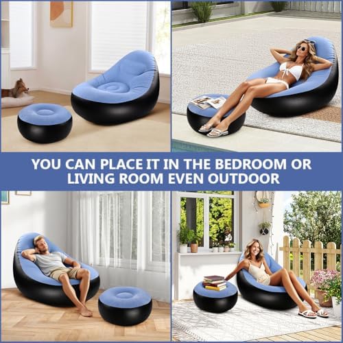 Inflatable Lounge Chair for Adults, Portable Folding Inflatable Blow Up Couch...
