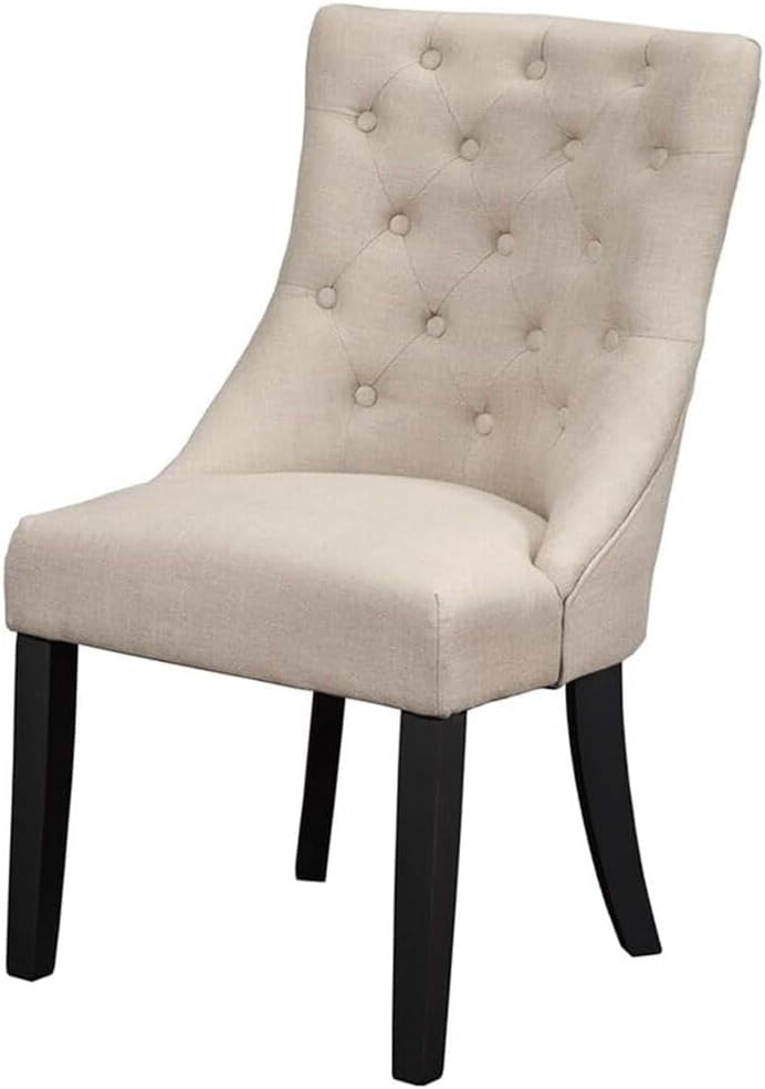 Alpine Furniture Prairie Side Chair in Cream Linen Upholstery-Set of 2