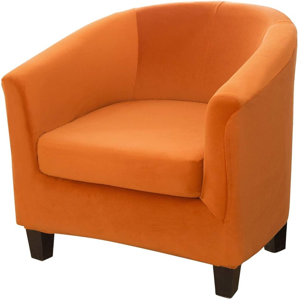 MIFXIN Tub Chair Slipcover 2-Piece Velvet Barrel Club Chair Covers with Cushi...