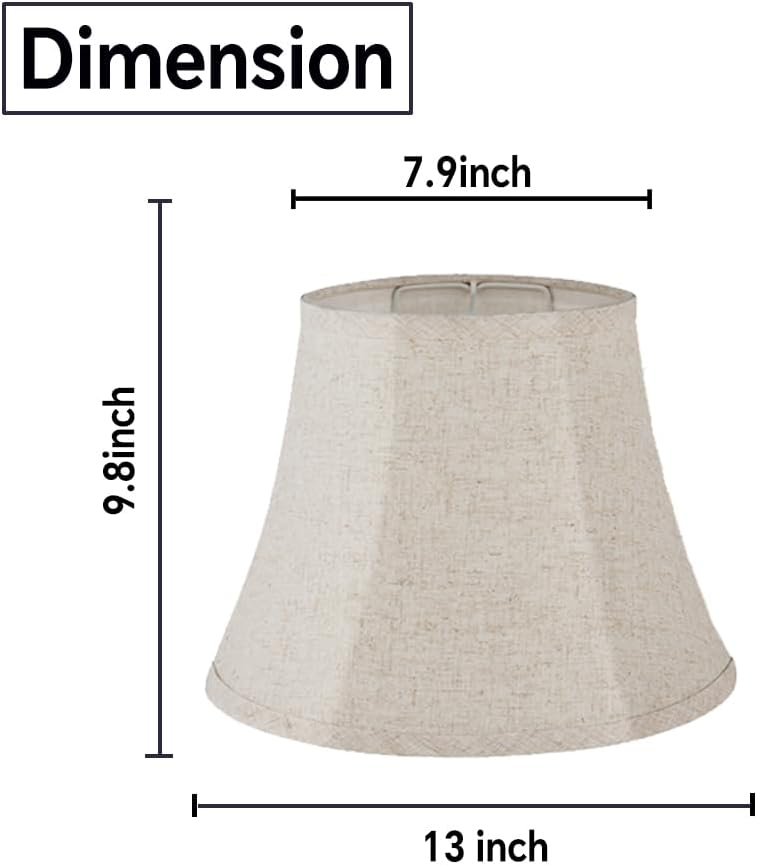 Royal Beige Linen Lamp Shade Set of 2, 7.9"Top x Bottom13"x 9.8&quo...