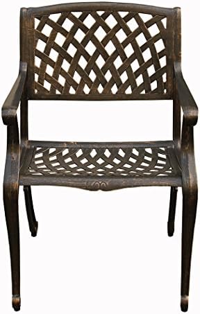 Oakland Living Modern Outdoor Mesh Cast Aluminum Bronze Patio Dining Chair