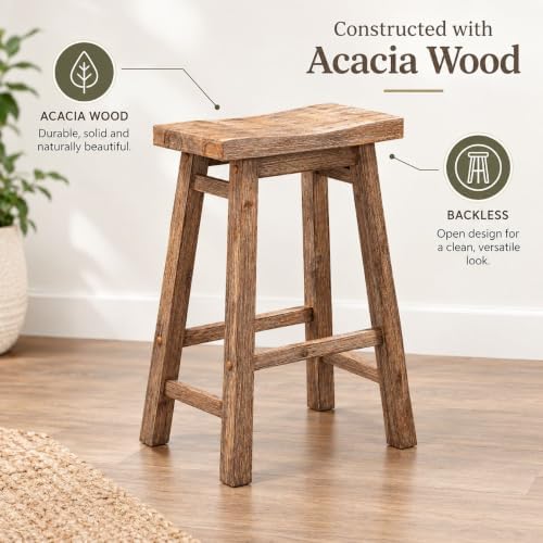 Sonoma Backless Saddle Counter Stool - Weathered Barn