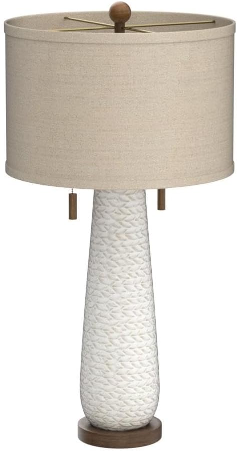Kingston 32 3/4" Large Table Lamp Pull Chain White Ceramic Grooved