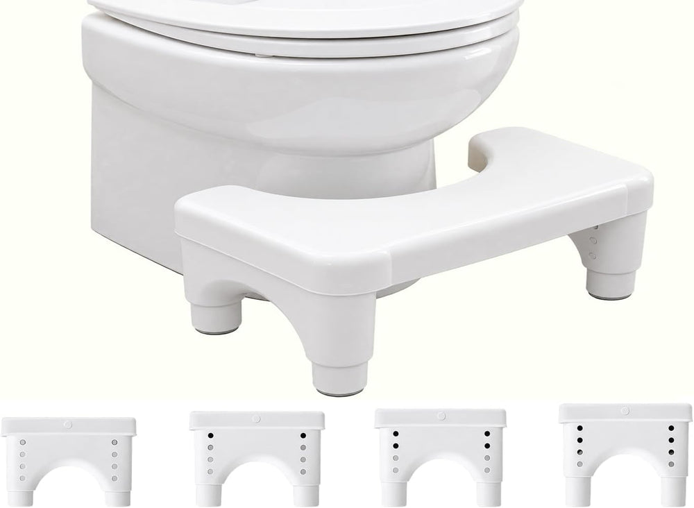 Adjustable Height Potty Step Stool for Adults, Non-Slip Bathroom Squat Aid, R...