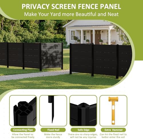 48''W x 45.4''H Outdoor Privacy Screen with 4 Panels, PVC Air...