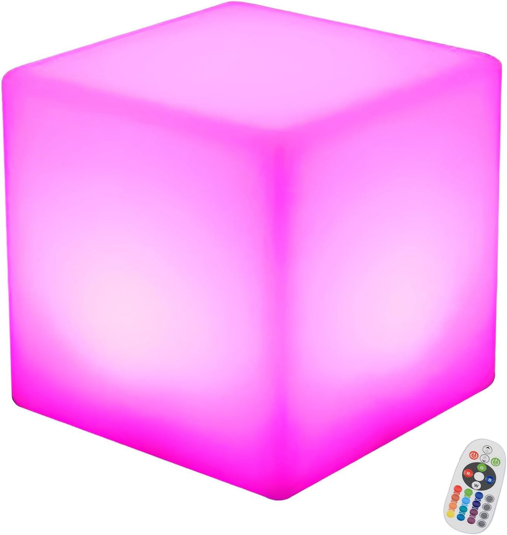 Rechargeable LED Cube Chair, 16 Colors Remote Conctrol Glow Furniture Stool T...