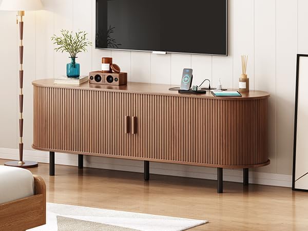ONBRILL 63" TV Stand with Power Outlet & Storage for TVs up to 70&qu...