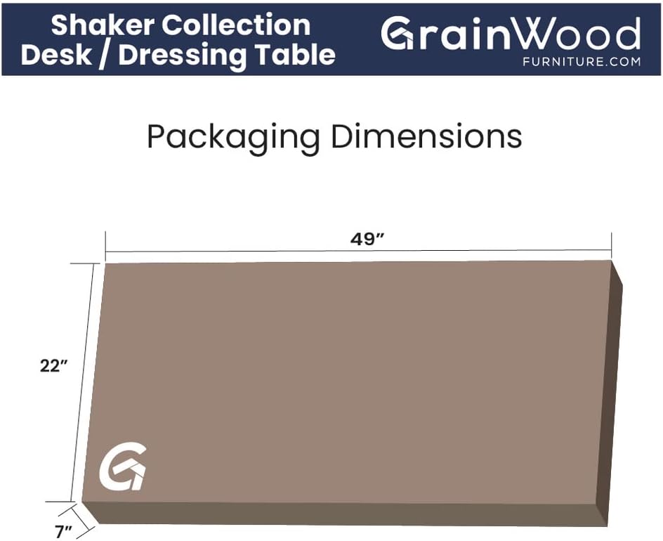 Grain Wood Furniture Shaker 44" Desk/Dressing Table, Walnut