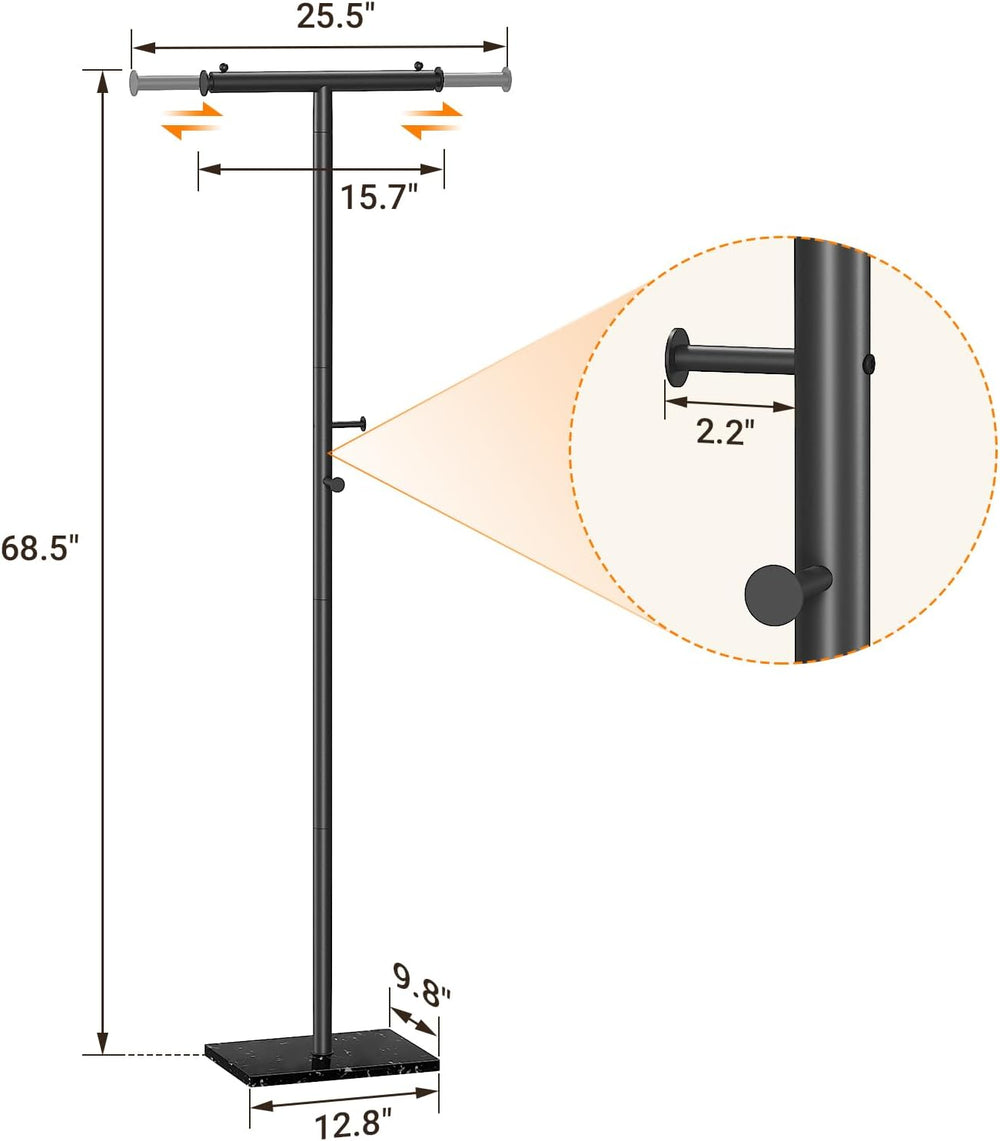 Width Adjustable T-shaped Coat Rack Freestanding, Modern Coat Rack, Black