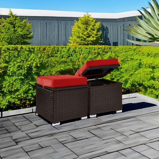 Best Choice Products Set of 2 Wicker Ottomans, Multipurpose Outdoor Furniture...