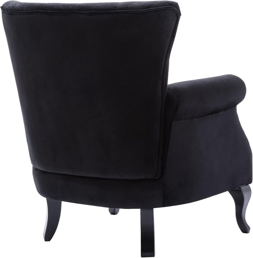 Mid Century Accent Chair Modern Button Tufted Armchair Club Chair Velvet Wing...