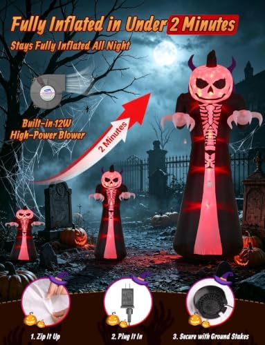 Elegear 10FT Grim Reaper Halloween Inflatable, Motion-Activated Scream