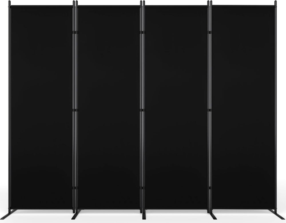 AKTOP 4 Panel Room Divider, 88"W x 6FT Fabric Folding Privacy Screen, Black