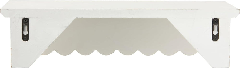 SOFE Rustic Distressed White Scalloped Shelves, Decorative Beaded Edge