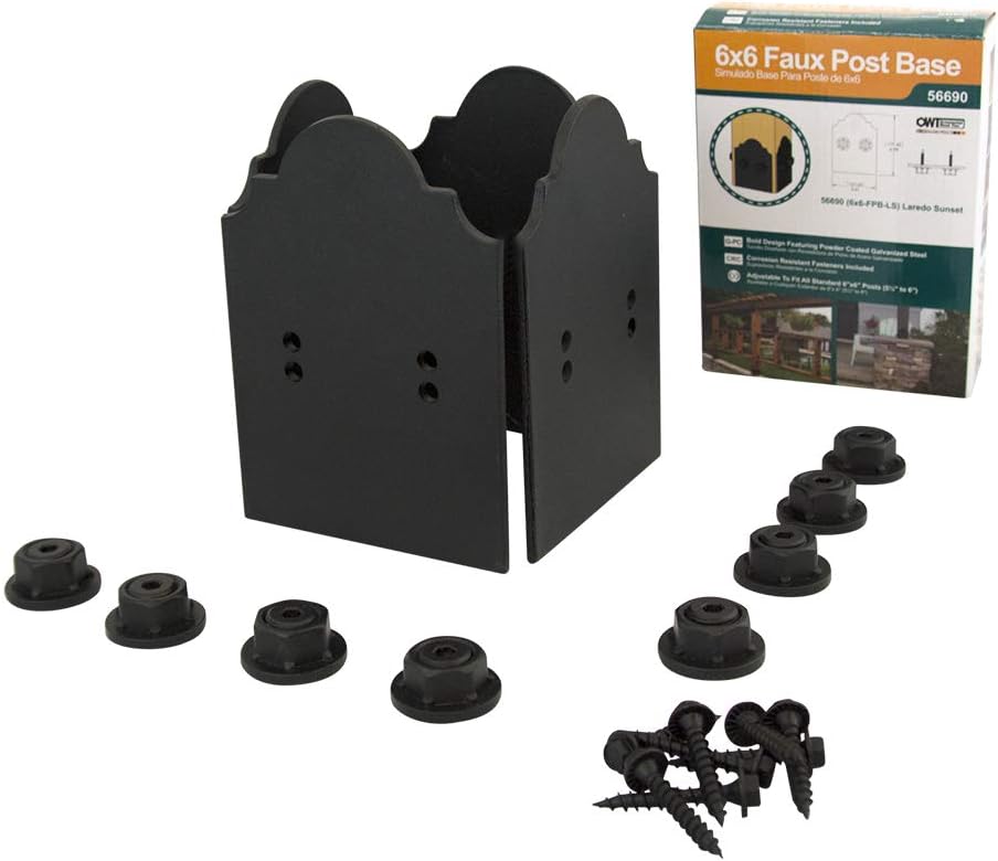 OZCO Laredo Sunset Faux Post Base Kit, 6in x 6in, 1 Pack, Black