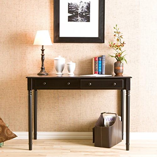 SEI Furniture - Writing 2-drawer Desk- Satin Black - Transitional Design, Bla...