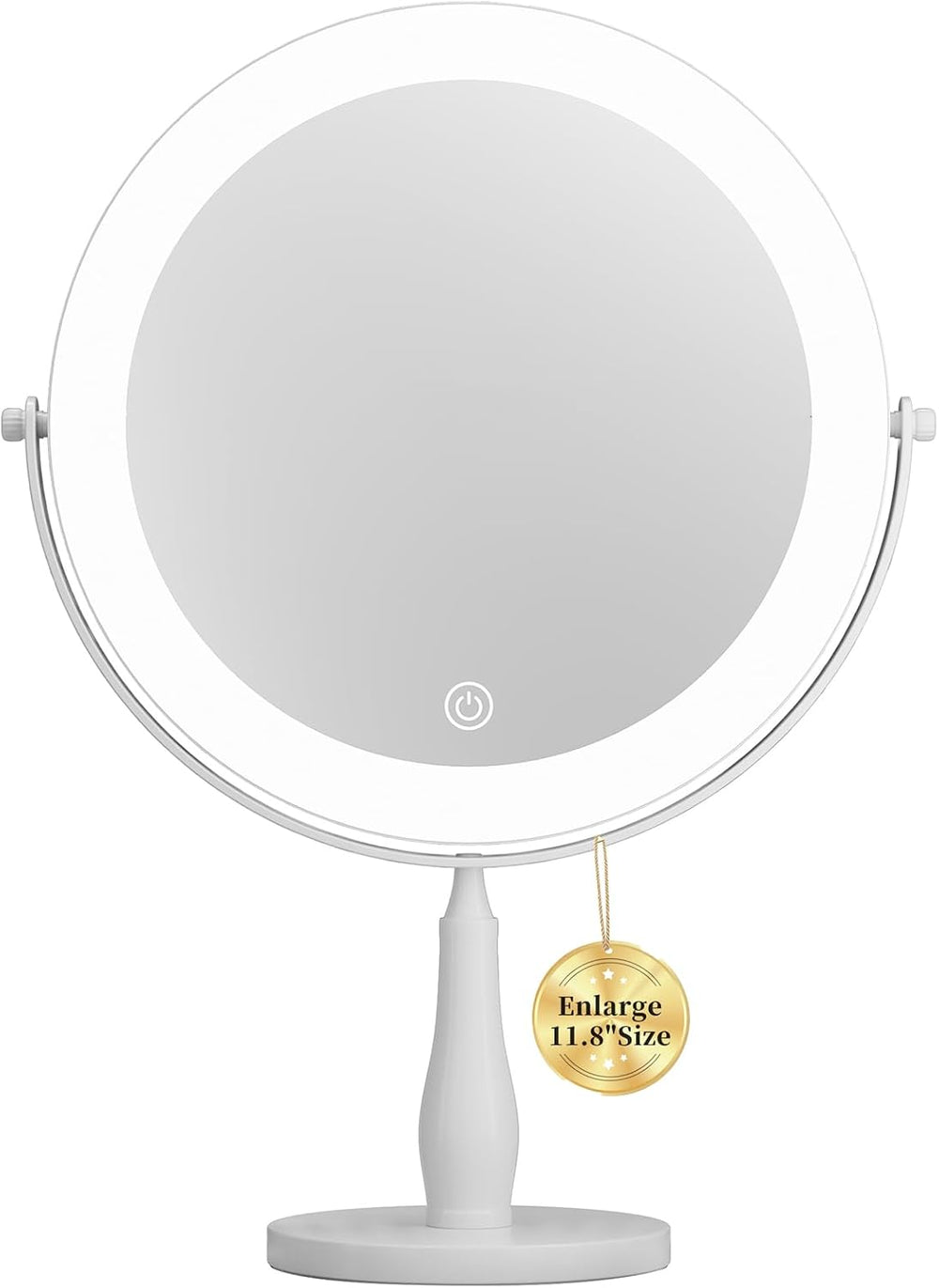 11.8" Makeup Mirror, Rechargeable Vanity Mirror with 3 Lights, 1X/10X