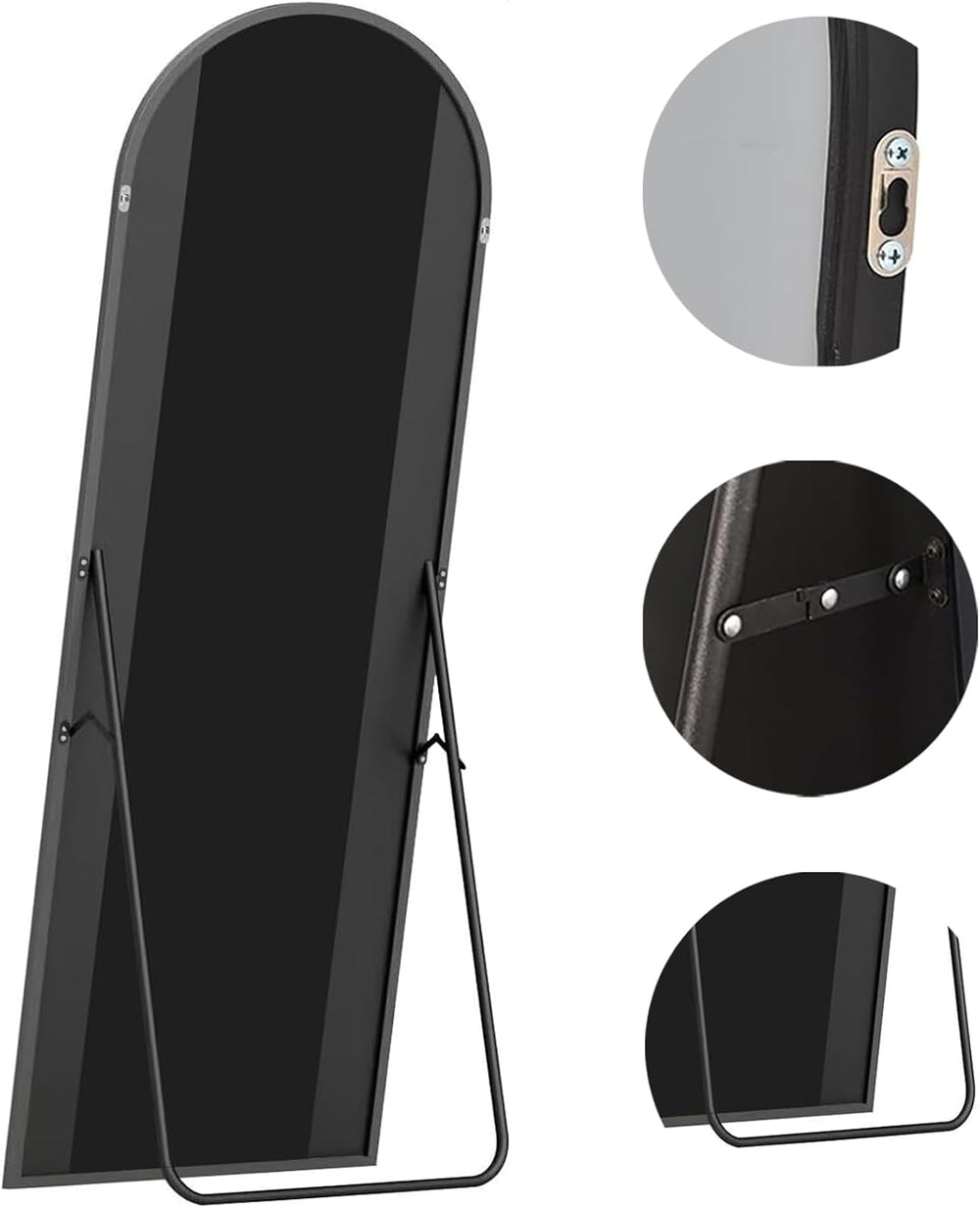 Full Length Mirror, 71"x30" Large Arched Standing Floor Mirror(Black)