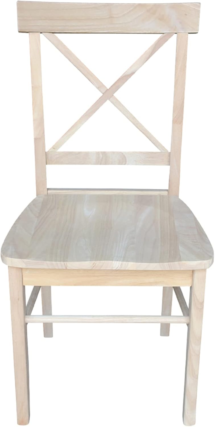 IC International Concepts Set of 2 X-Back Solid Wood Chairs, Unfinished
