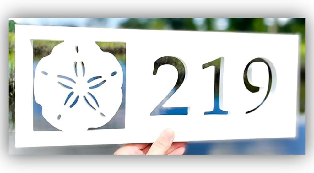 Horizontal Sand Dollar Address Sign, Weatherproof PVC House Numbers, Outdoor ...