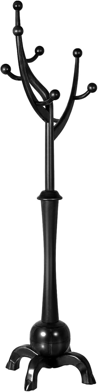 Bekrvio Black Freestanding Wood Coat Rack with 8 Hooks