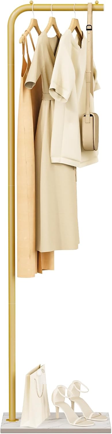 Coat Rack Freestanding with Rock Base,Clothes Stand,70.8In,Golden