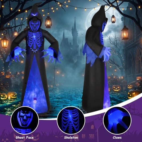 Elegear 12FT Grim Reaper Skeleton Halloween Inflatable Blow Up Decorations
