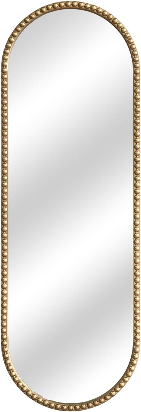 Antique Gold Full Length Mirror Oval Full Body Wall Mirror Baroque Beaded Mir...