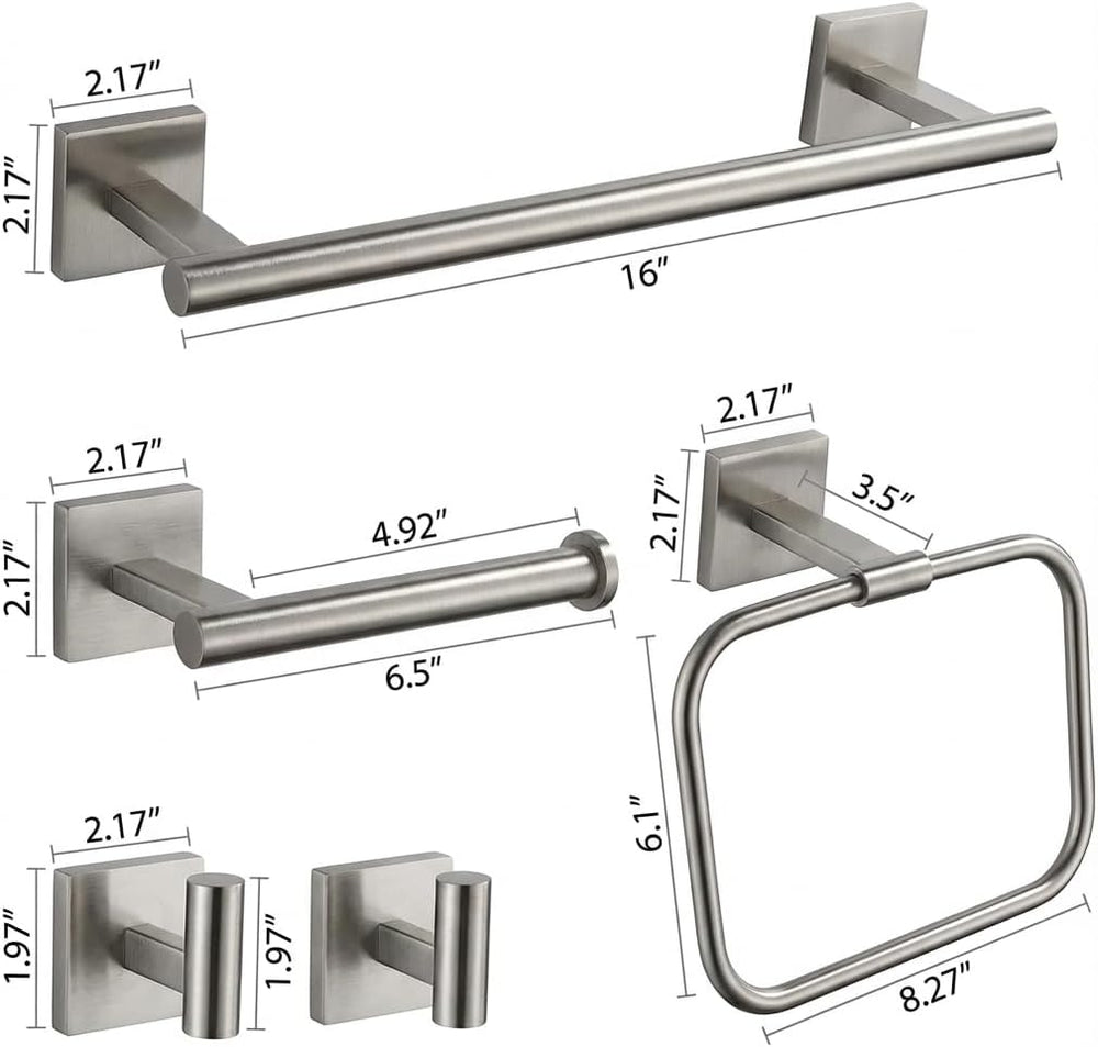 16 in 5-Piece Bathroom Hardware Set, Brushed Nickel
