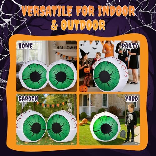 Outvita 2 Packs Halloween Inflatables Set of Lighted Eyes Decoration, 3Ft Blo...