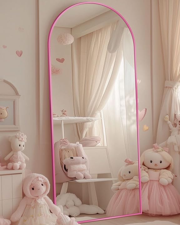 Antok 58" x19” Arched Full Length Mirror, Floor Mirror with Stand,Pink