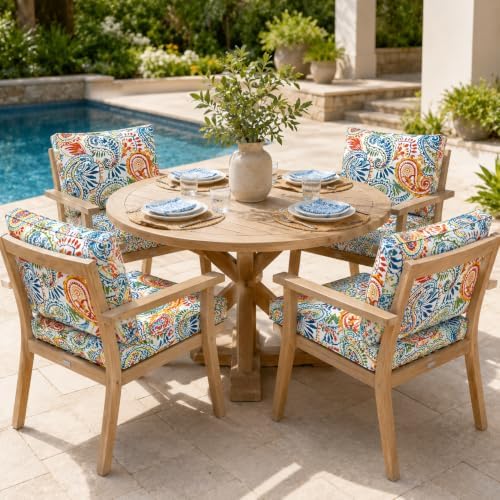Outdoor Patio Seat/Back Chair Cushion Set 22"x22" Waterproof Fade-R...