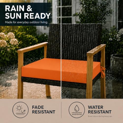 UNIKOME Outdoor Chair Cushions Pack of 4, Water Resistant Patio Cushions with...
