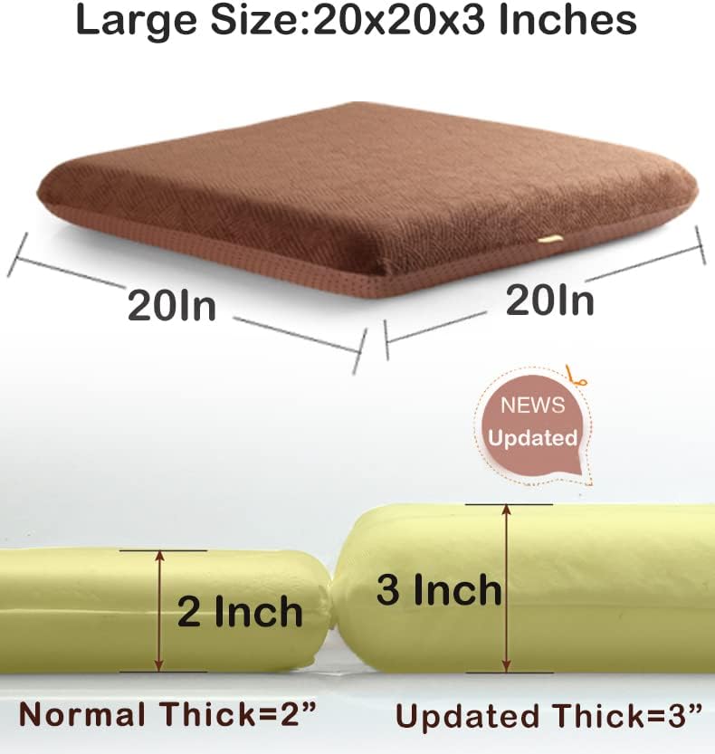 Sigmat Recliner Seat Cushion Memory Foam 20x20x3 in Camel