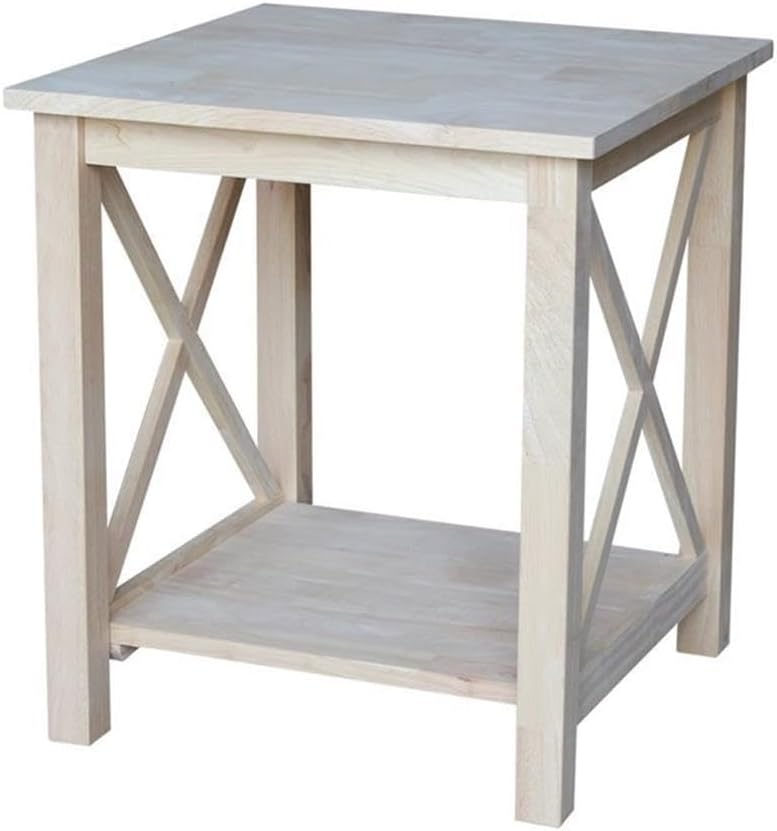 Hampton Solid Wood End Table, Unfinished