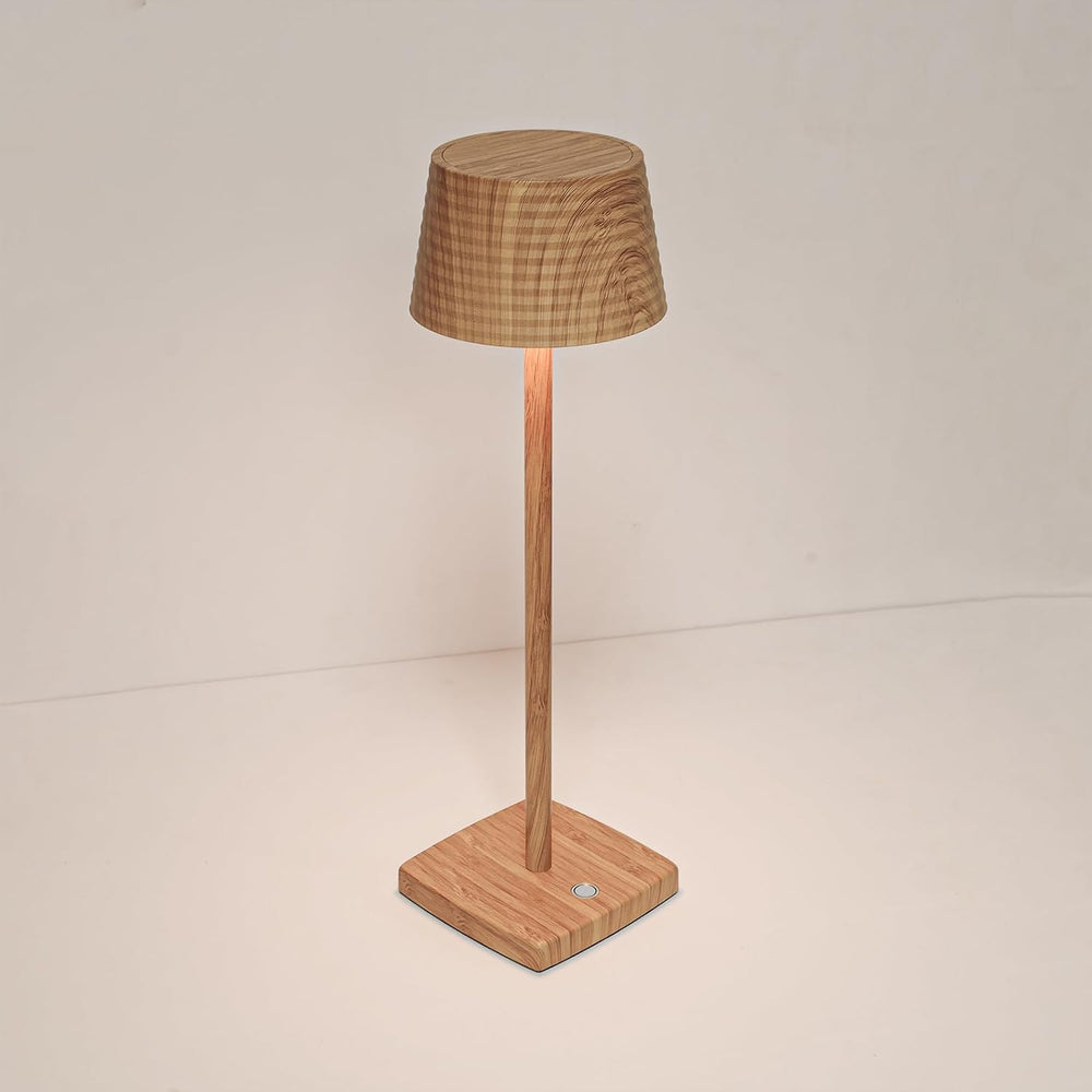 Cordless Rechargeable LED Table Lamp Set of 2, Wood Grain