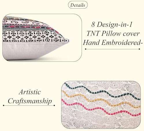 Ridhi Grey Hand Block Print Throw Pillow Cover 18x18 Inch Set of 2
